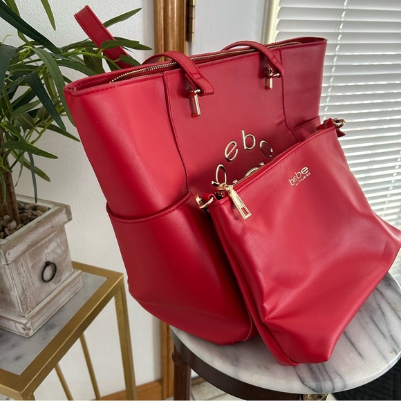 Bebe Red Tote and Pouch Set - Picture 6 of 11